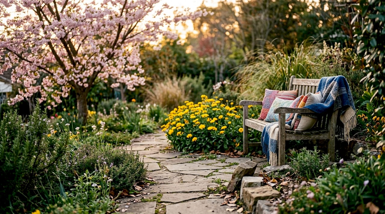 Various garden focal point examples outdoors