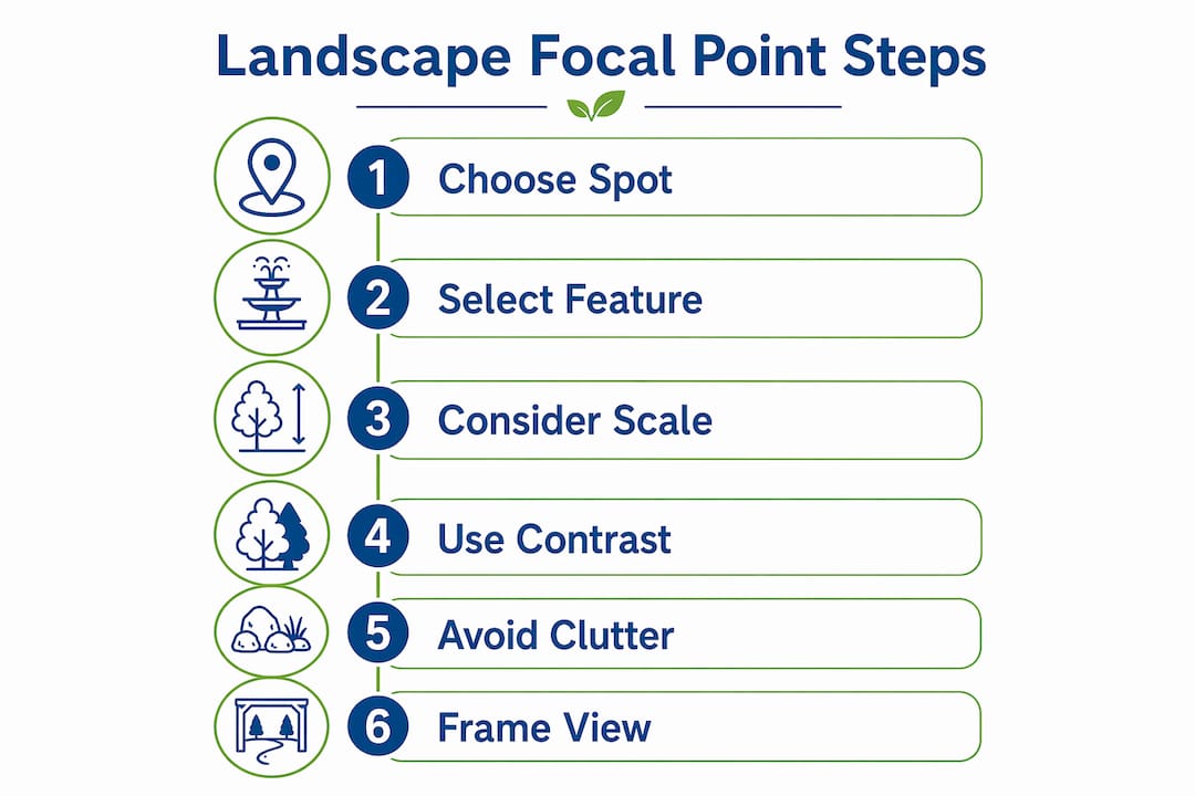 Infographic showing landscape focal point step-by-step guide