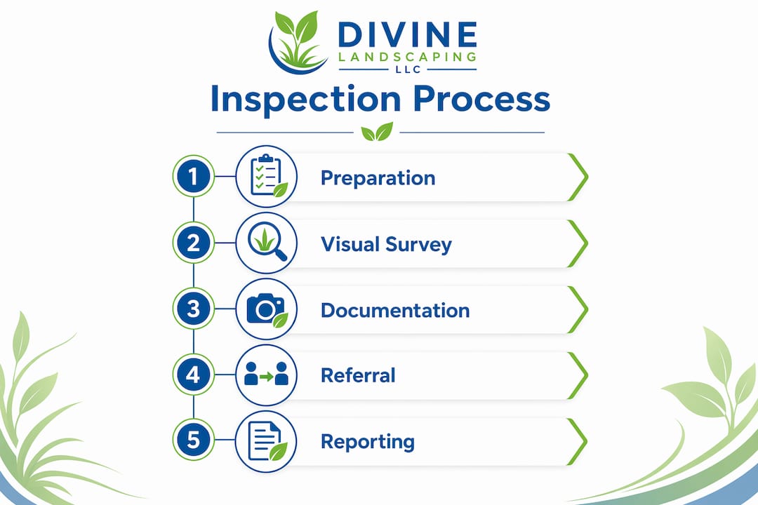 Infographic showing commercial landscape inspection steps