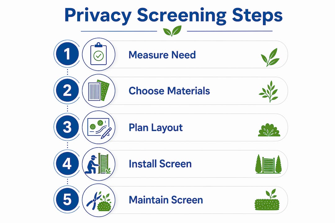 Infographic showing steps for privacy screening landscaping
