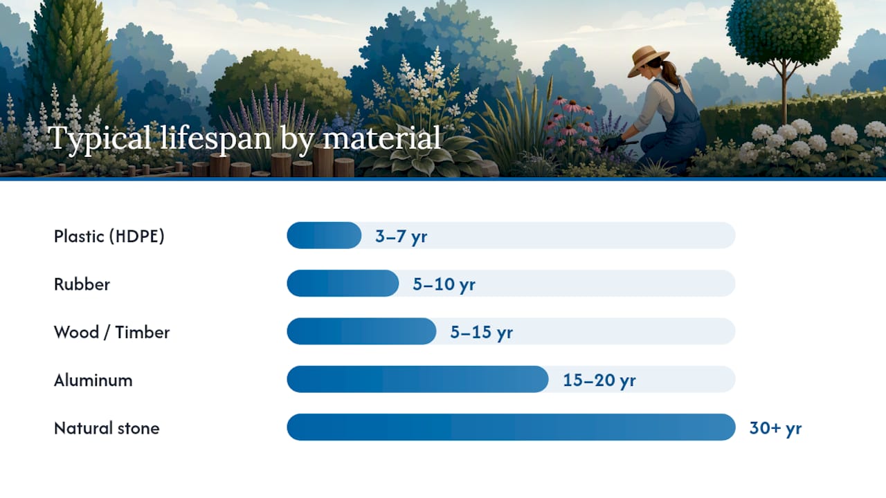 Comparison chart of garden border materials