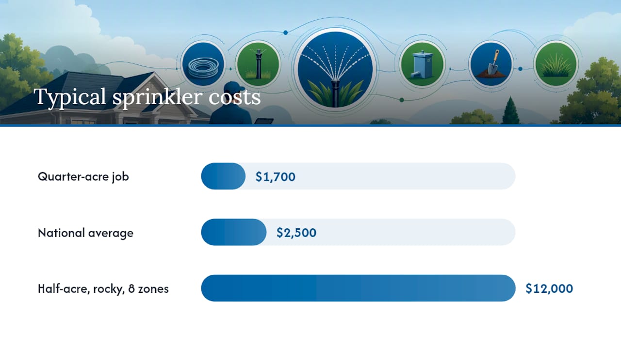 Bar chart comparing sprinkler system costs per zone