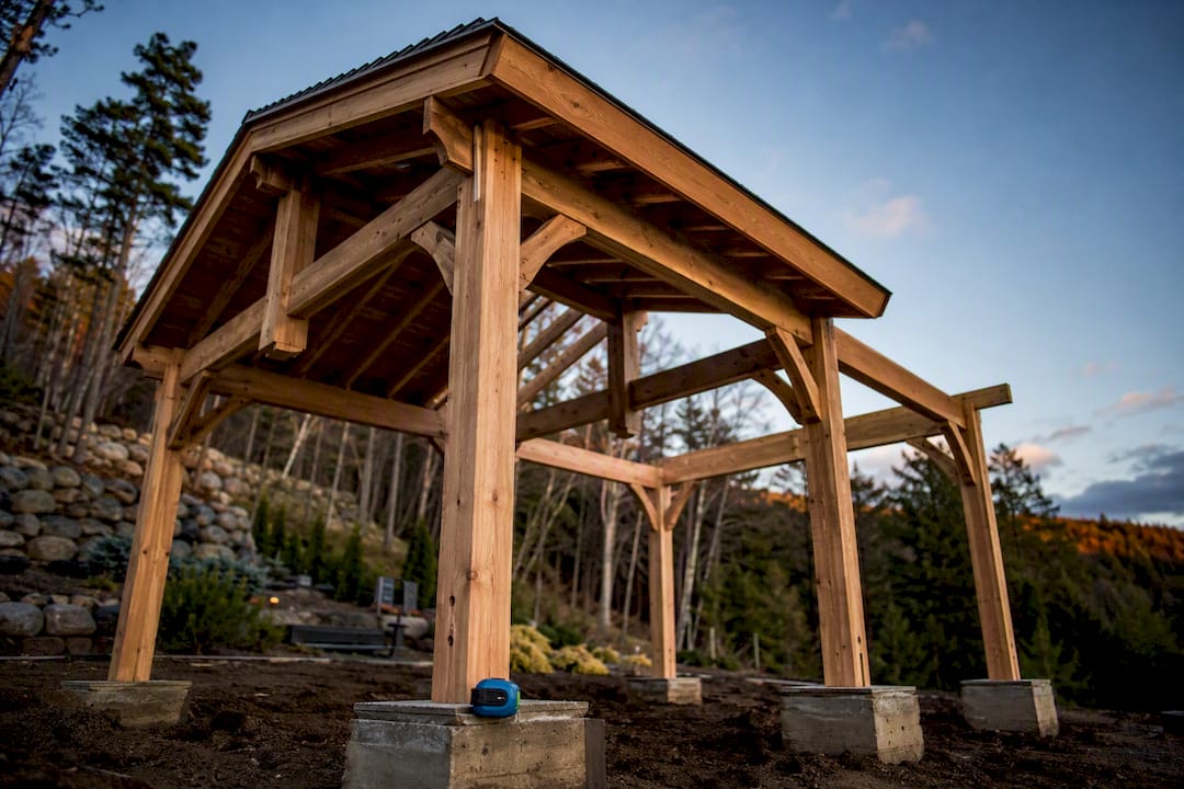 Custom gazebo under construction in New Hampshire