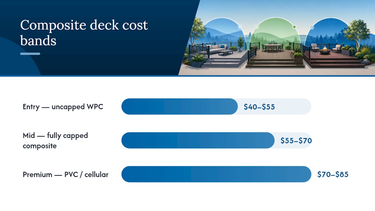 Composite decking installed cost tiers