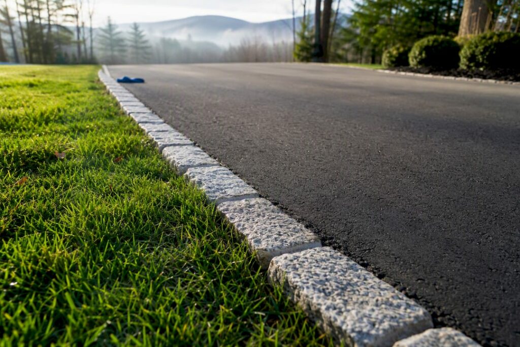 Belgian block edging along New Hampshire driveway