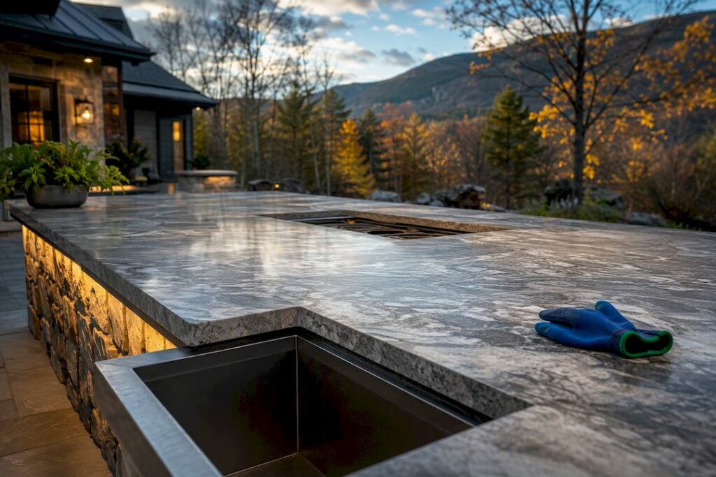 Durable countertop on a New Hampshire outdoor kitchen