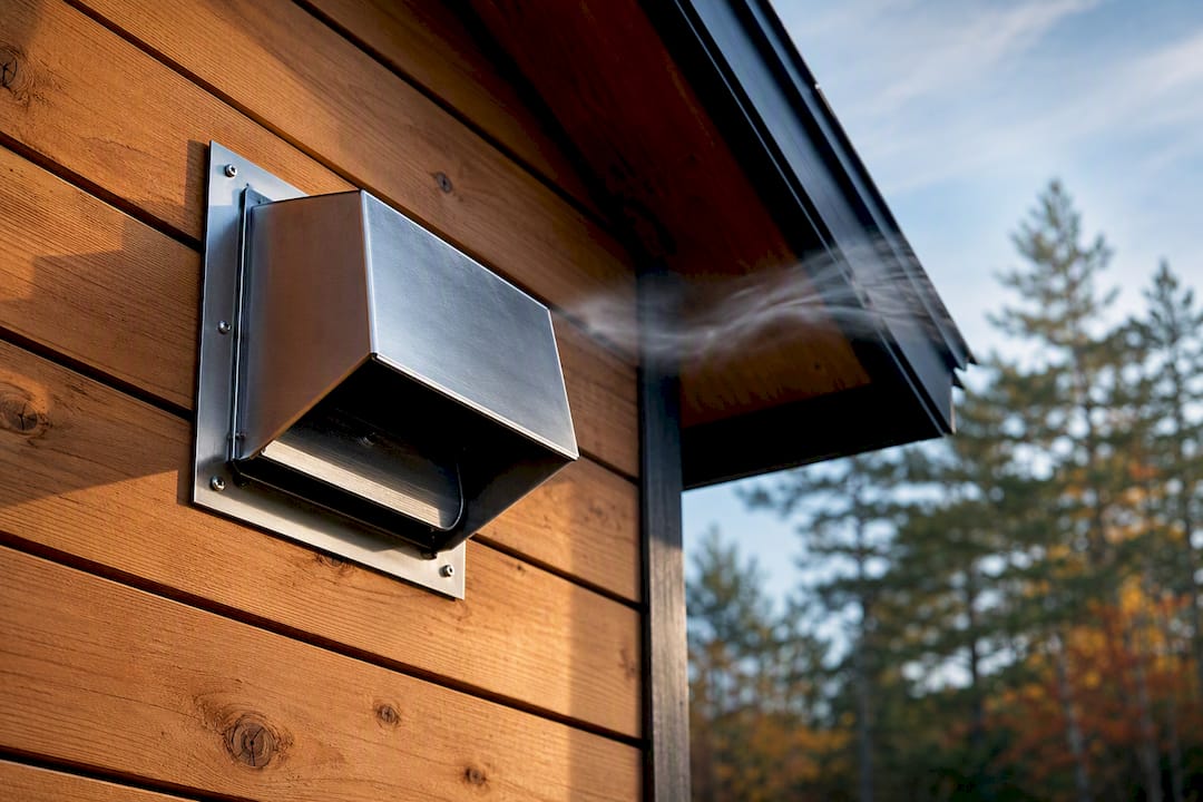 Backdraft damper on outdoor kitchen exhaust