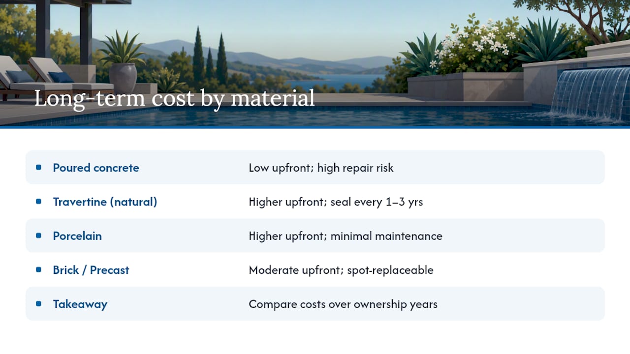 What's the Real Long-Term Cost of Each Coping Material? — overview diagram