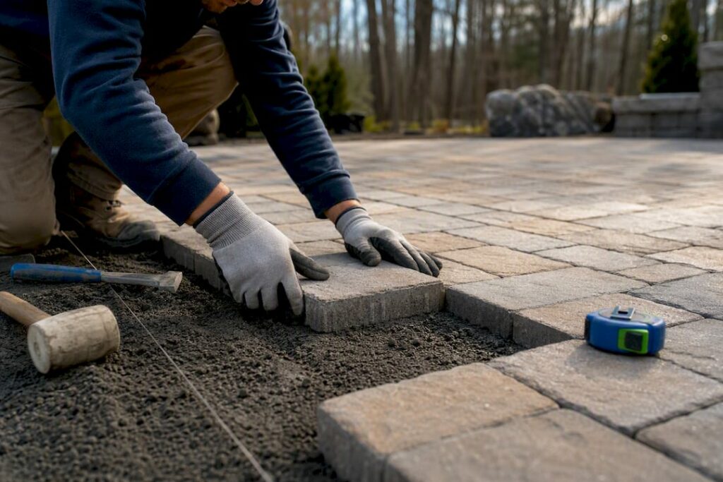 Installing permeable pavers on a patio