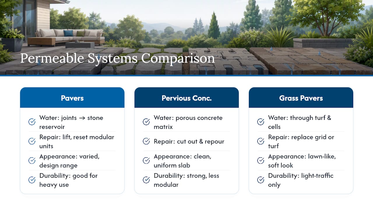 Comparison of three permeable patio systems