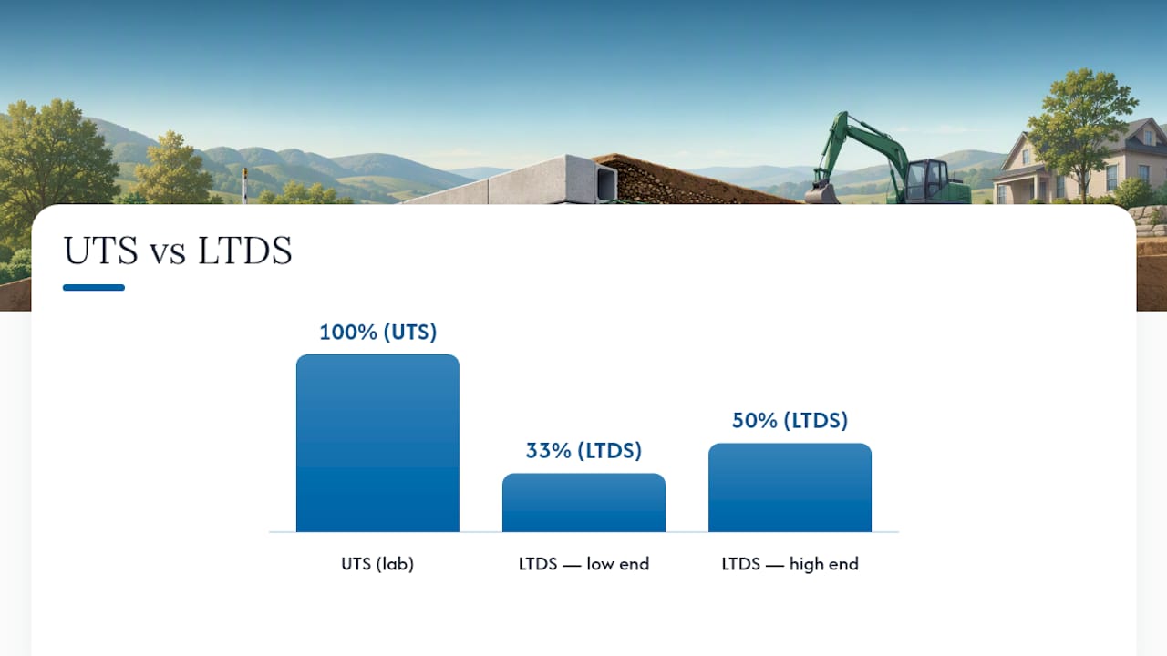 Geogrid UTS reduced to LTDS diagram
