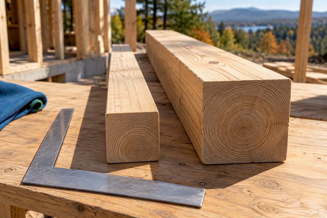 Different sized timber posts for pergola construction