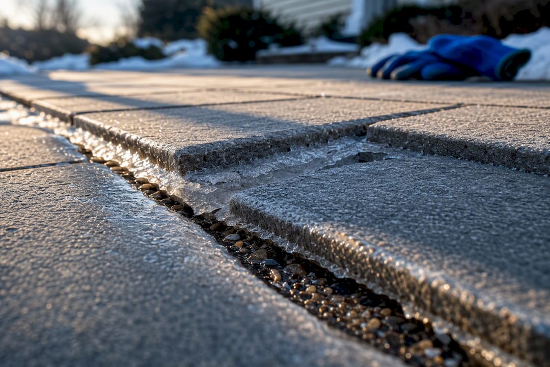 Freeze-thaw damage lifting residential pavers