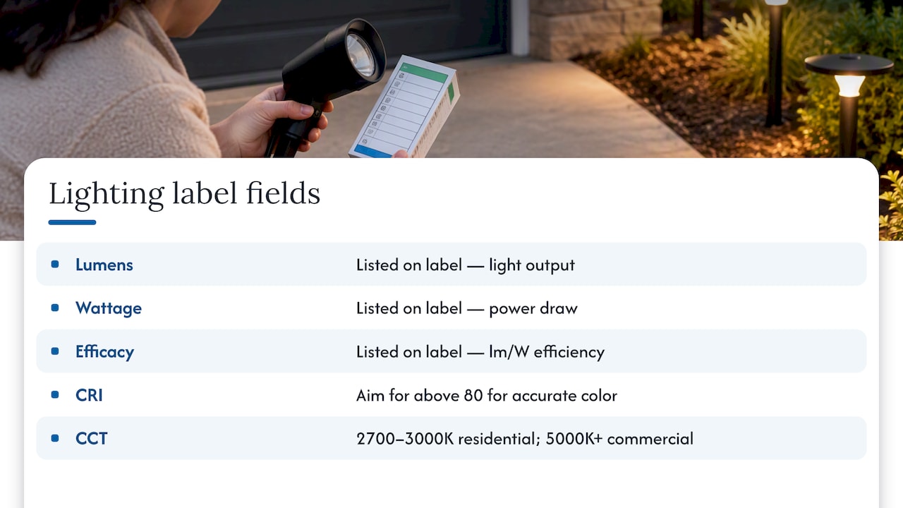 Lighting label fields and color temperature comparison