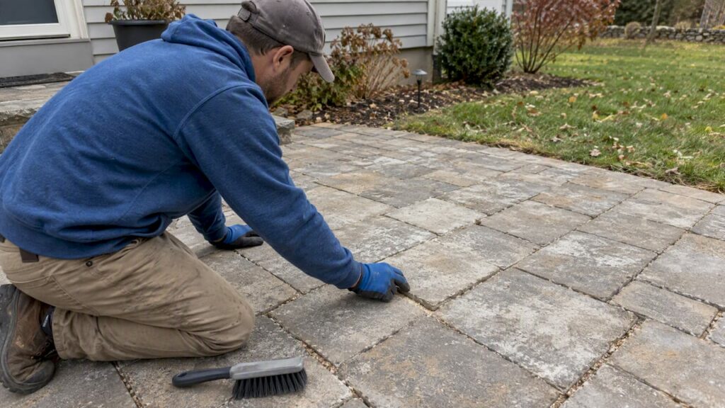 Weathered pavers needing professional sealing