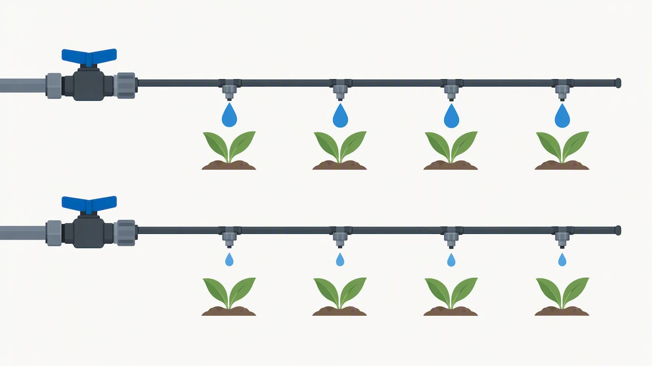 Separate drip lines with consistent emitter flows