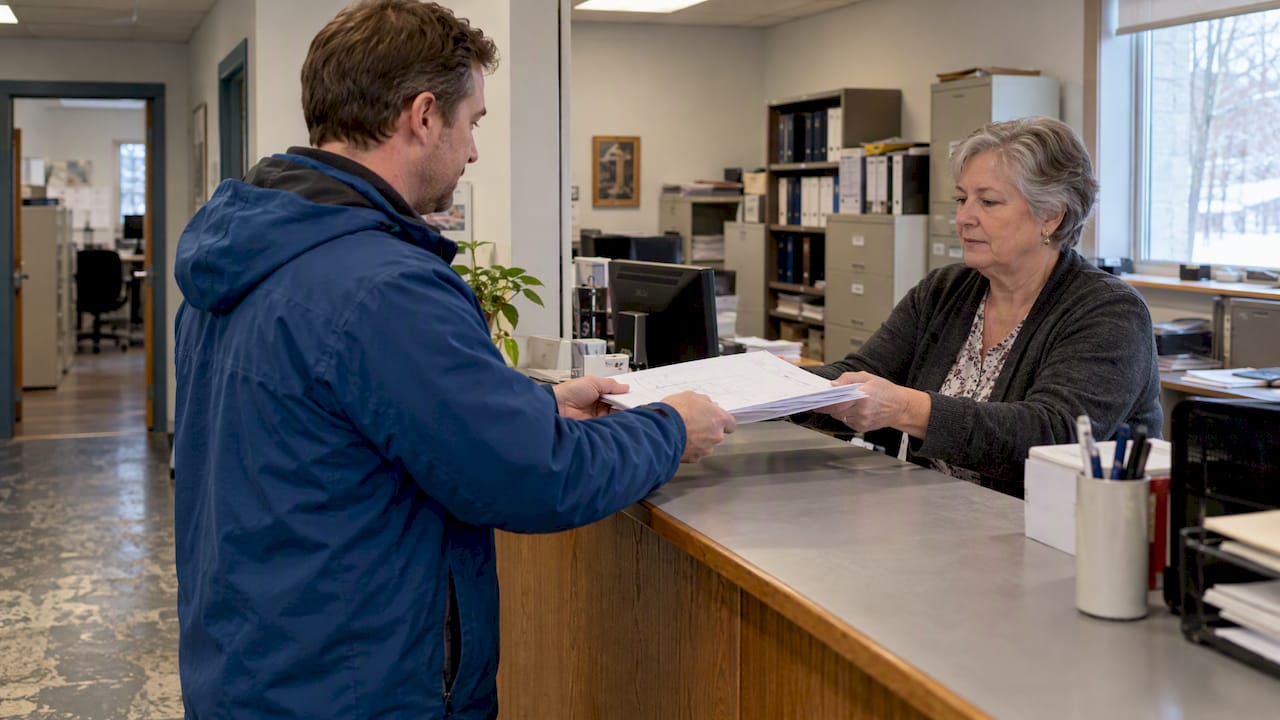 Homeowner submitting deck permit plans